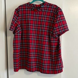 Draper James Bow Back Top, Lipstick Red Multi Plaid, 2X